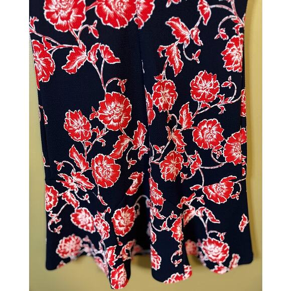 Shelby & Palmer Navy Red Floral Fit & Flare Dress - Size 10 - Picture 6 of 8